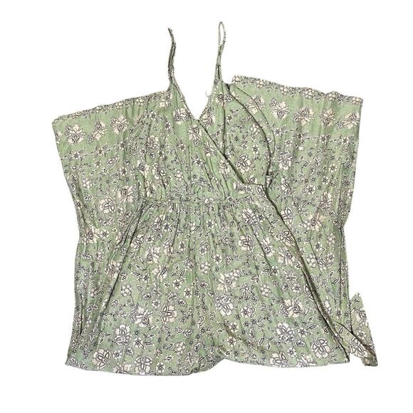 Japna Pants - NWT Japna Green Floral Jumpsuit Wide Leg Side Tie Women's Size Medium